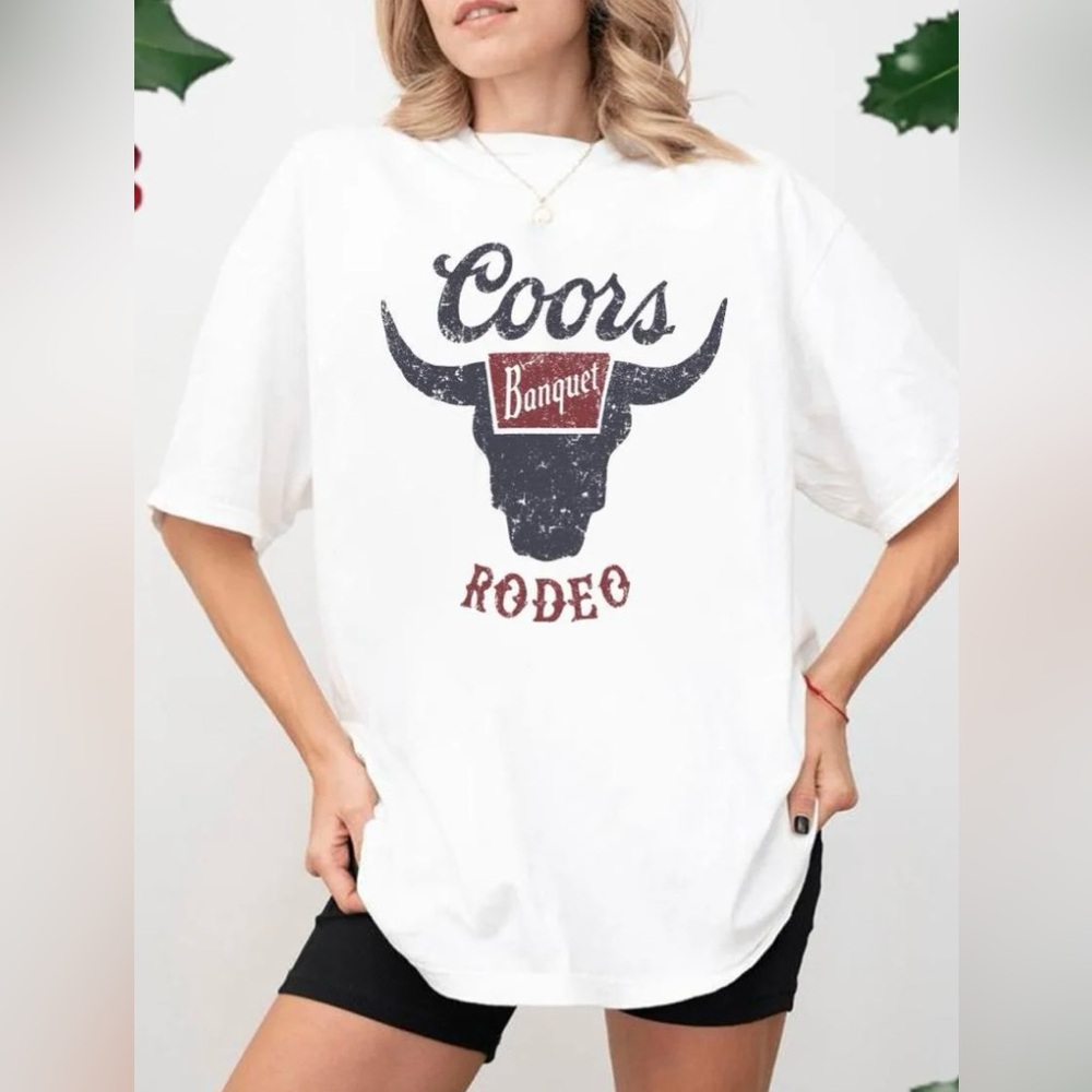 Coors Banquet Rodeo Cream Graphic T-Shirt Tee Top Size 2X XXL